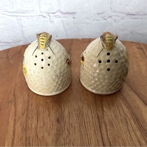 Vintage Bee Hive Ceramic Salt and Pepper Shakers